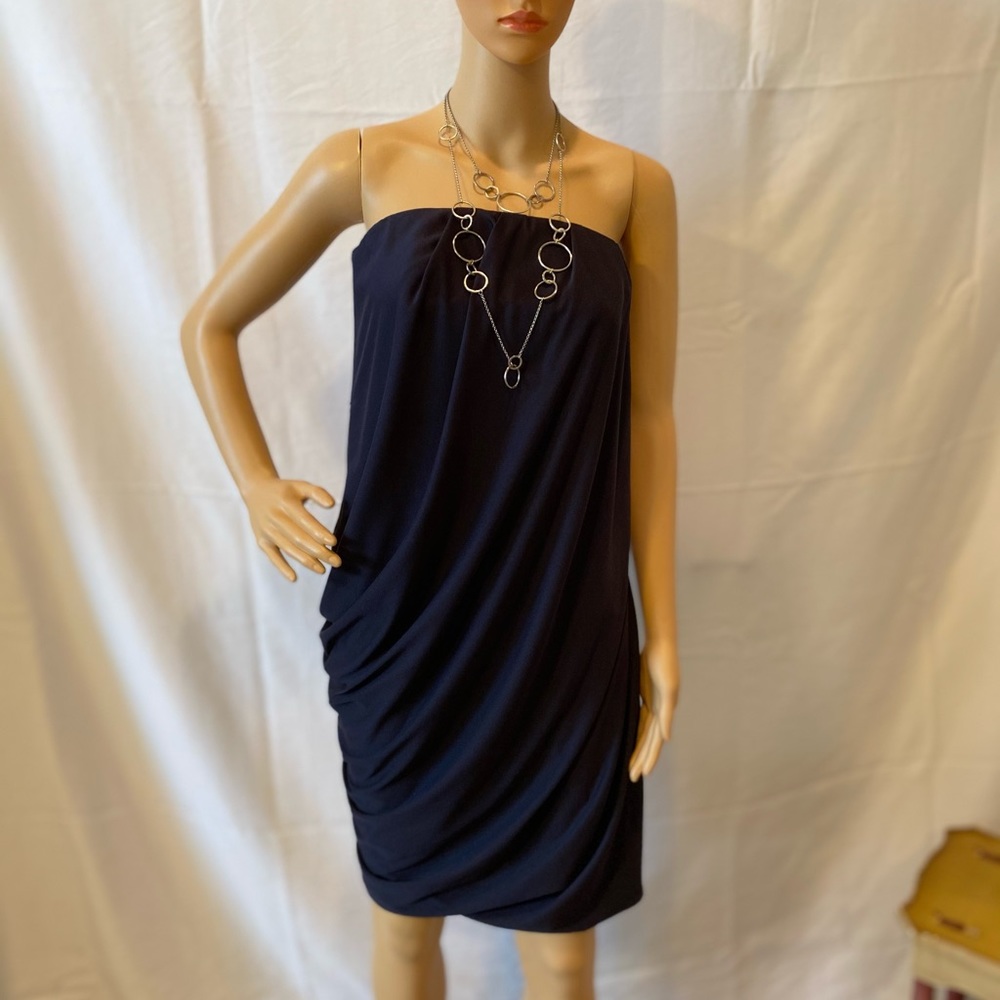 Vera Wang Lavender Label Navy Blue Strapless Dress - SZ 4